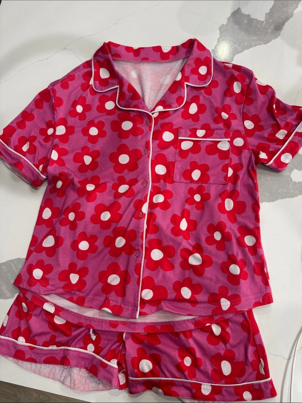 Women’s ' Pink & Red Floral Short Pajama Set